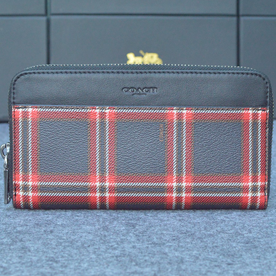 Coach long Men F72417 Caro đen đỏ