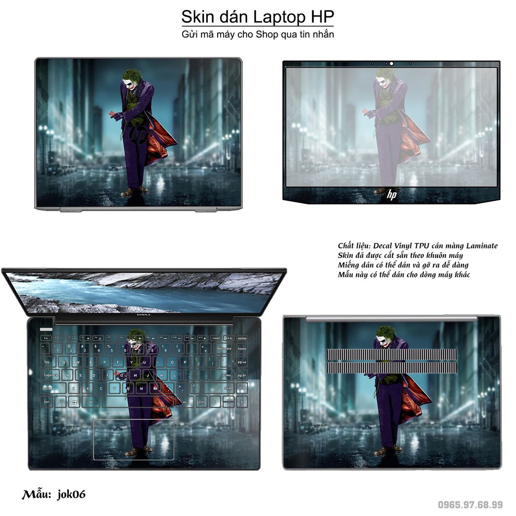 Skin dán Laptop HP in hình Joker (inbox mã máy cho Shop)