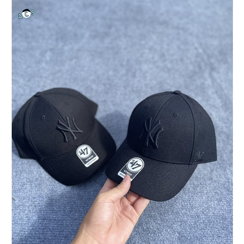 Nón MLB x 47 Brand Mỹ_Logo New York all black