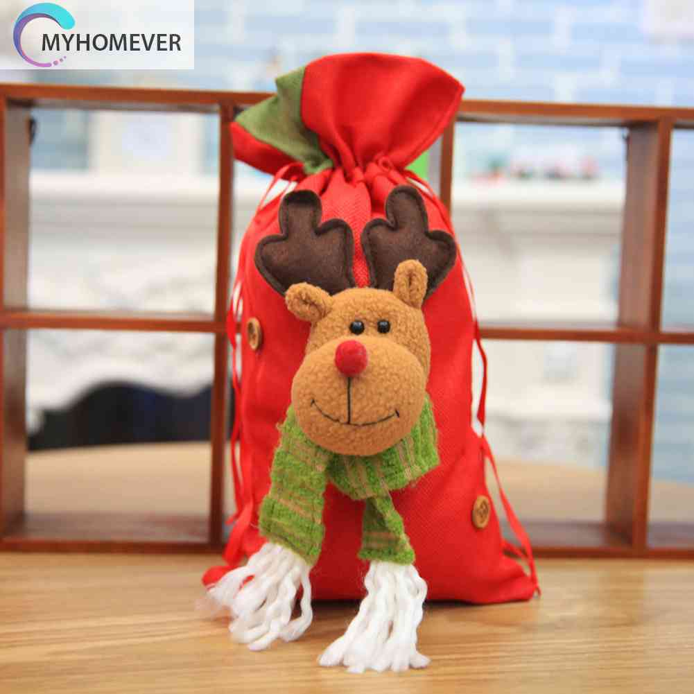 Set 3 Túi Rút Đựng Kẹo Họa Tiết Giáng Sinh Dễ Thương Xinh Xắn Cao Cấp