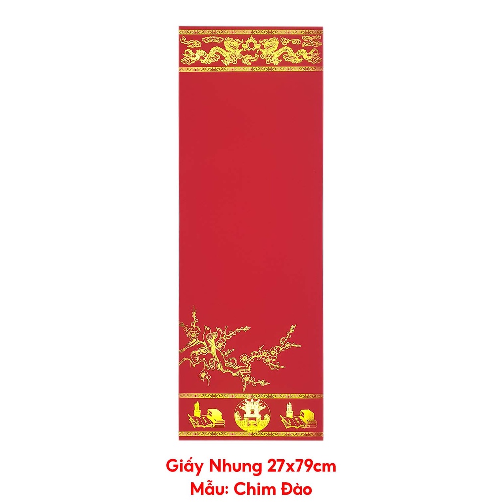 Liễn Giấy Viết Thư Pháp, Liễn Giấy Mỹ Thuật In Tranh Giấy Nhung Đỏ 27x79cm - Set 05 tờ