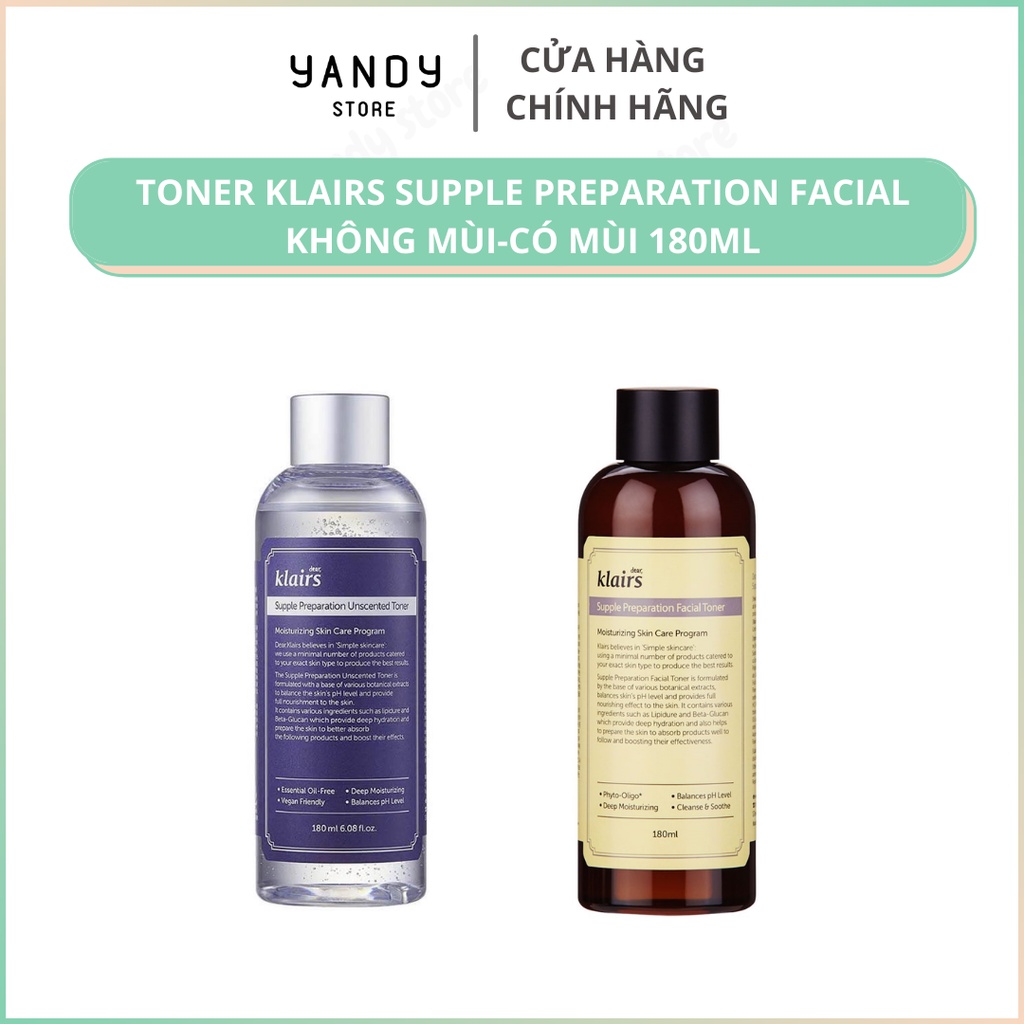 Toner Klairs Supple Preparation Facial Không Mùi-Có Mùi 180ml