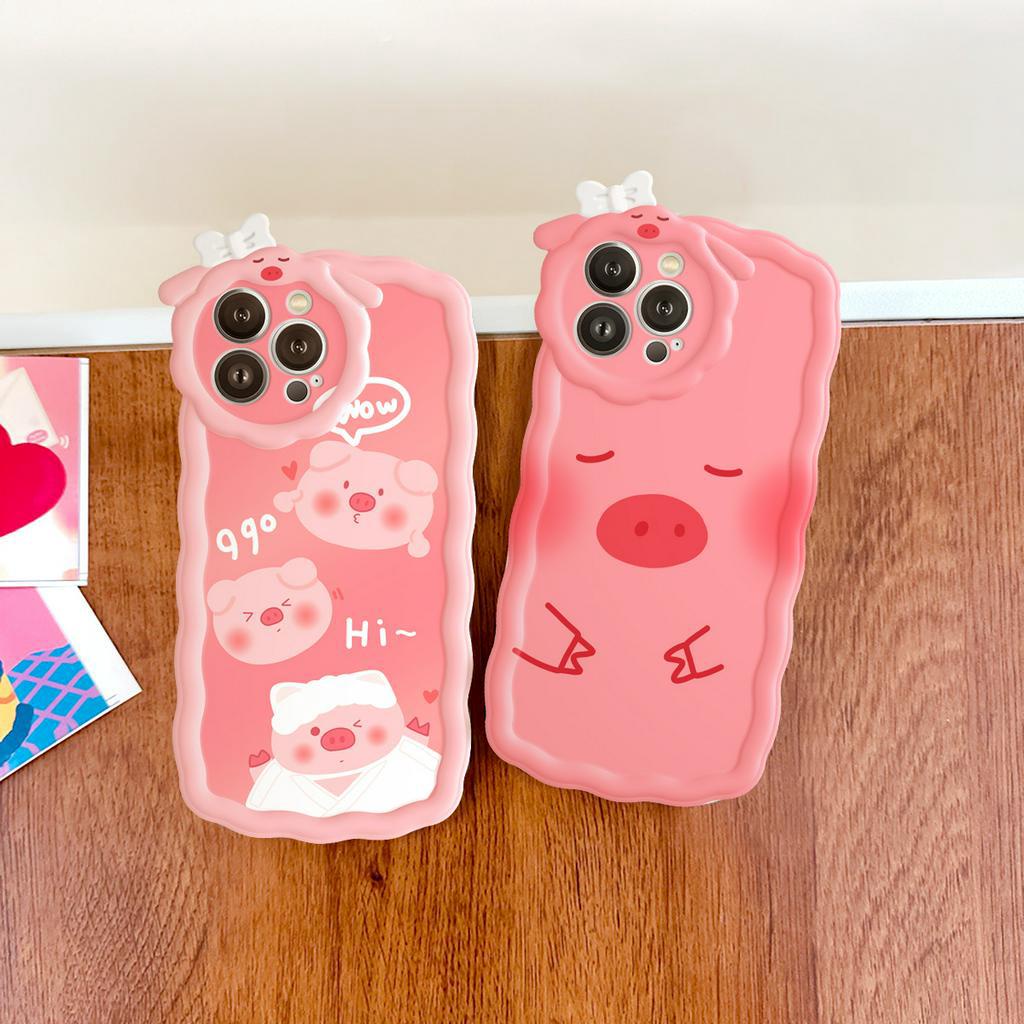 Ốp lưng iphone nơ lượn sóng Lợn hồng 6/6plus/6s/6splus/7/7plus/8/8plus/x/xs/11/12/13/14/pro/max/promax/plus/shin/case
