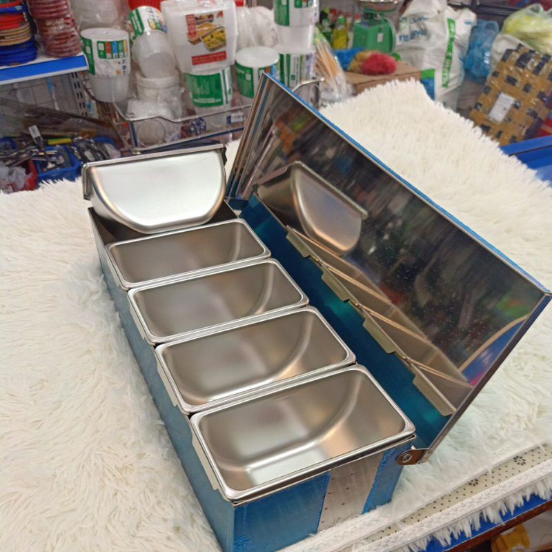 Khay topping inox 5 ngăn