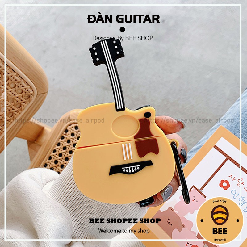 Vỏ Bao Airpod Đựng Tai Nghe Airpods 1 2 Pro Đàn Guitar Chất Liệu Silicon Dẻo Siêu Cute - BEE SHOP