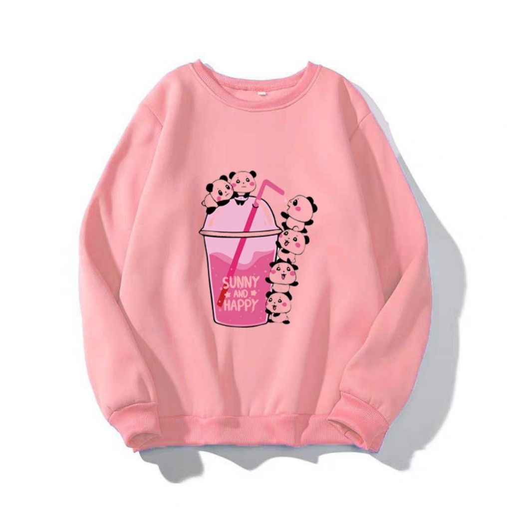 [ FREE_SHIP ] ÁO SWEATER NỈ UNISEX IN GẤU TRÚC UỐNG NƯỚC ÁO FORM NAM VÀ NỮ NHIỀU MÀU