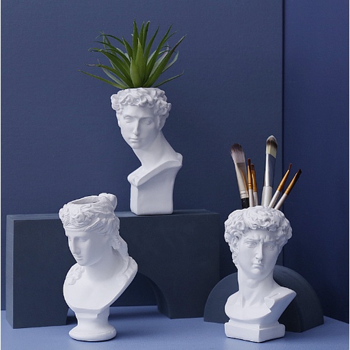 Lọ hoa tượng Hy Lạp David LOHSU1 vintage cute dễ thương cắm bút cọ trang điểm decor trang trí 11,5-16,5cm