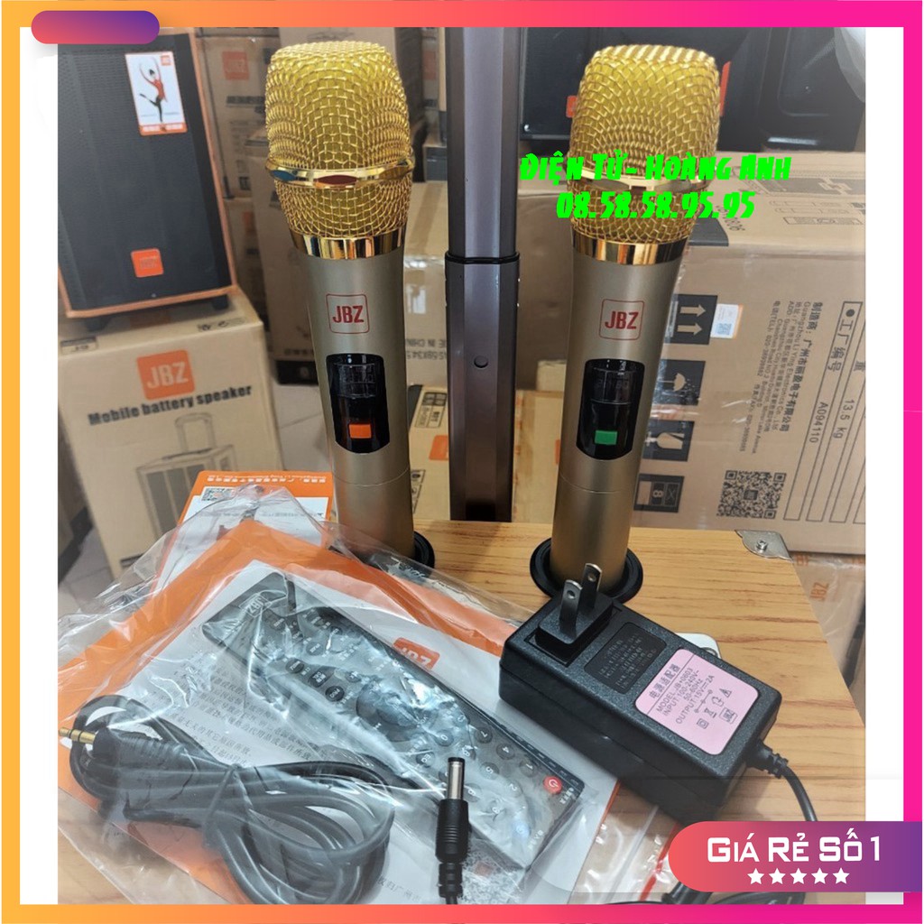 Loa kéo karaoke di động JBZ 0803 bass 2 tấc (0603-1003-1203) kèm 2 micro nhôm UHF không dây