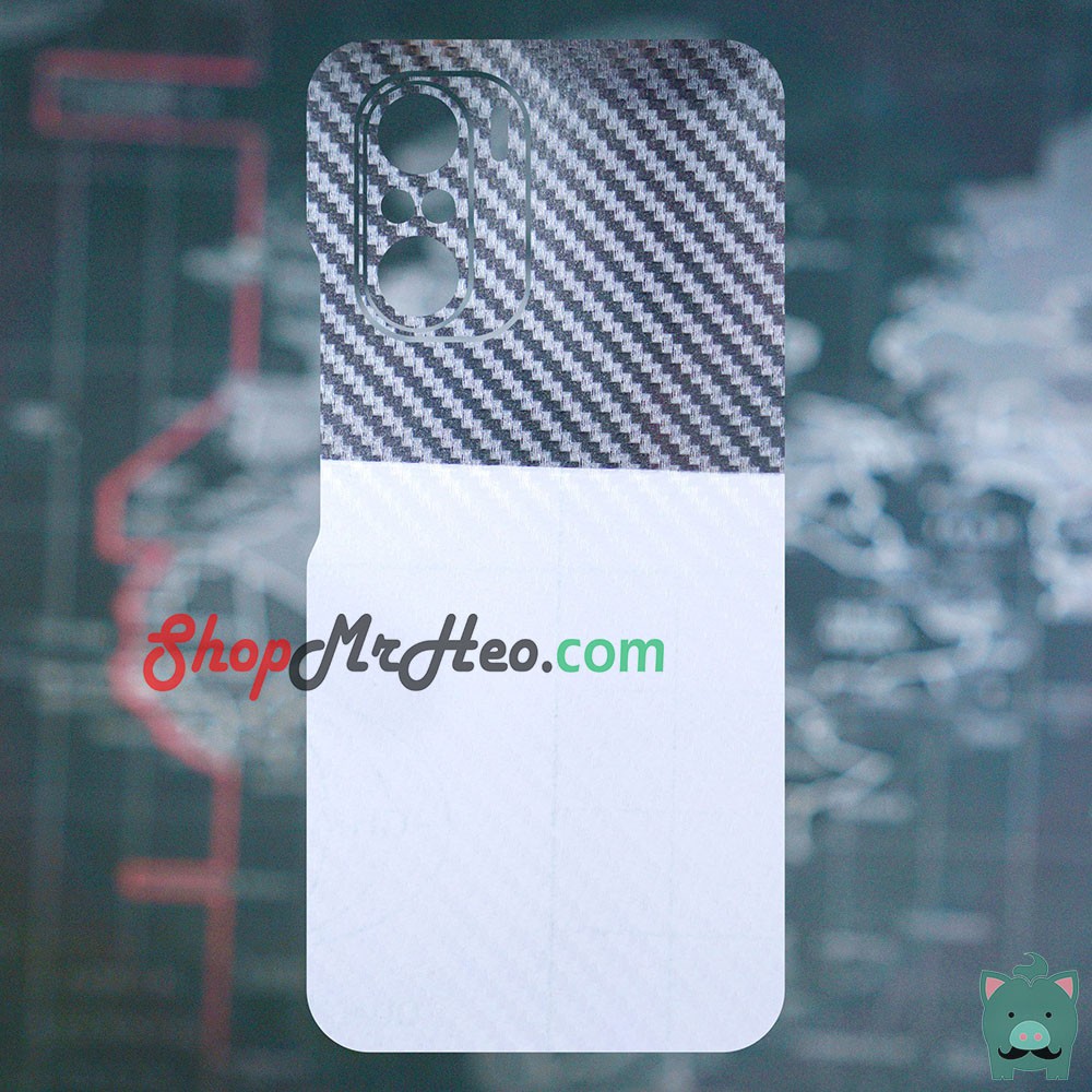 Skin Dán Mặt Sau Lưng Vân 3D Xiaomi Redmi K40 - K40S - Poco F3 - Redmi K40 Gaming - Carbon, Hình hộp, Nhám, Vân Da