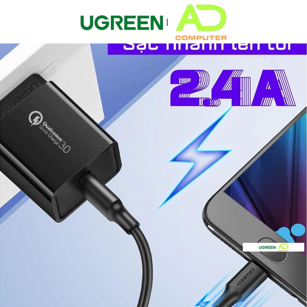 Cáp sạc và truyền dữ liệu Ugreen US289 cổng Micro USB 2.4A - Hàng phân phối chính hãng - Bảo hành 18 tháng