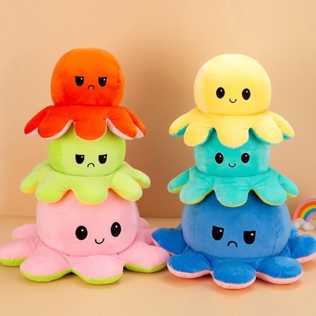 Cute double-sided reversible stuffed octopus