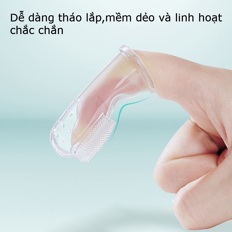 Tưa lưỡi silicon cao cấp KUB cho bé, combo 2 bàn chải đánh răng xỏ ngón có hộp đựng giữ vệ sinh