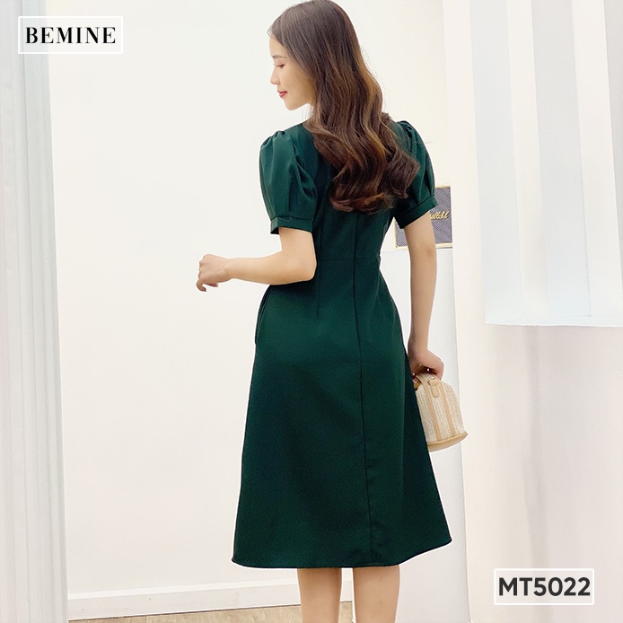 Đầm trơn cổ ren đính hạt BEMINE MT5022XANHREU