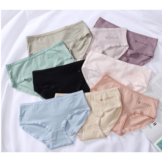 Quần lót nữ cotton gân tăm COTTONY kháng khuẩn thun lạnh dễ thương sexxy gợi cảm (7 màu) | BigBuy360 - bigbuy360.vn