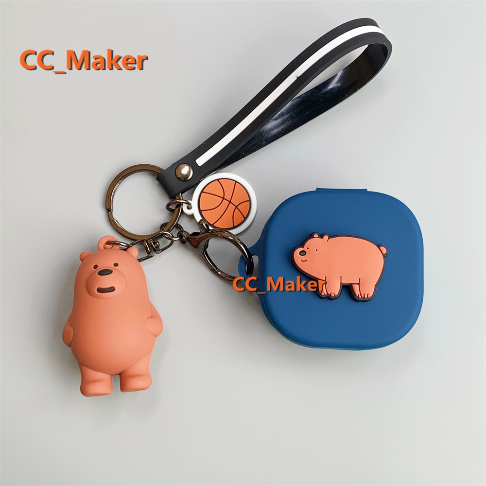 SoundPeats Air2 Case Cartoon We Bare Bears Keychain Pendant SoundPeats True Air2 Silicone Soft Shell Case Cute Solid Color Ring Lanyard Cute Panda Pendant SoundPeats Air2 Cover Shockproof Shell Case