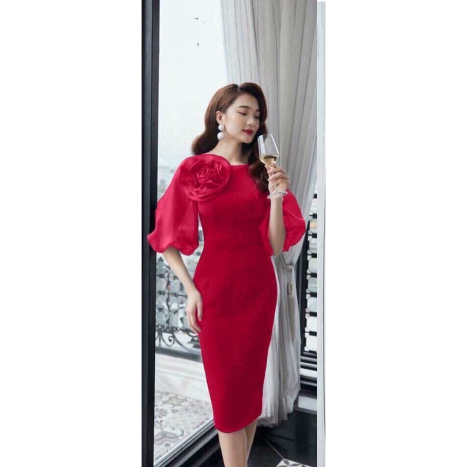 ĐẦM ÔM TAY VOAN KÈM BÔNG SANG TRỌNG | BigBuy360 - bigbuy360.vn