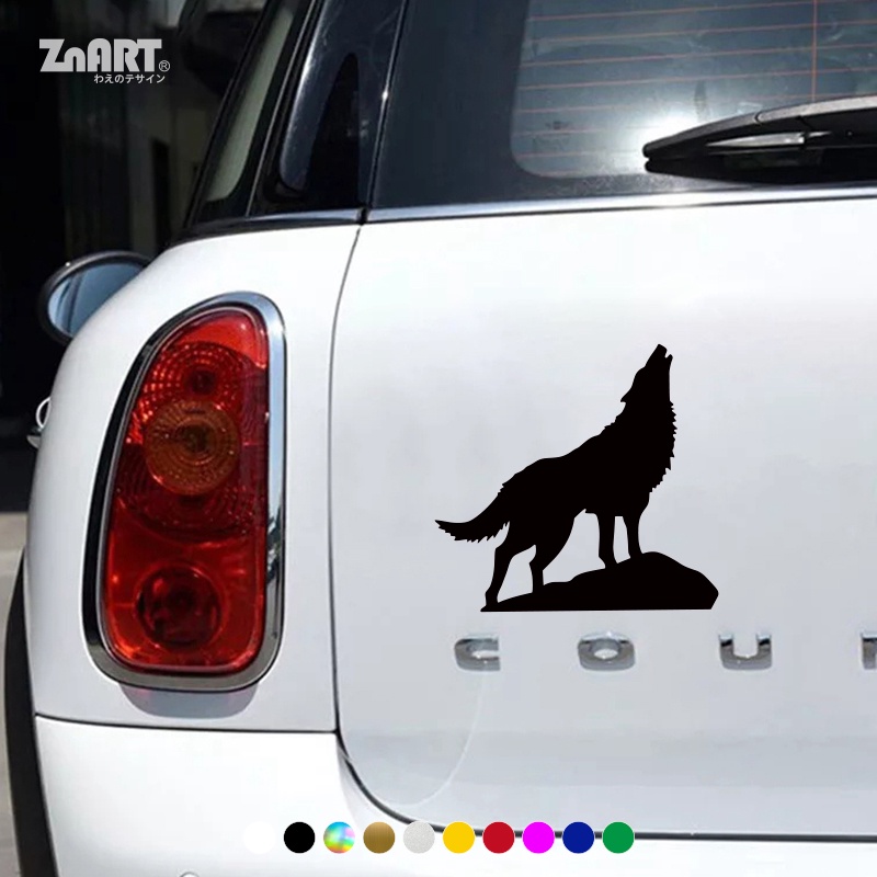 Miếng Dán Trang Trí Xe Hơi Hình Chó Sói Phản Quang Độc Đáo