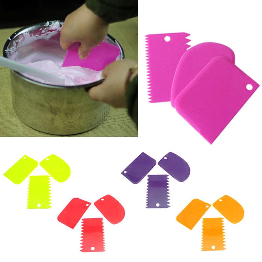 3pcs Set Plastic Dough Icing Fondant Scraper Cake