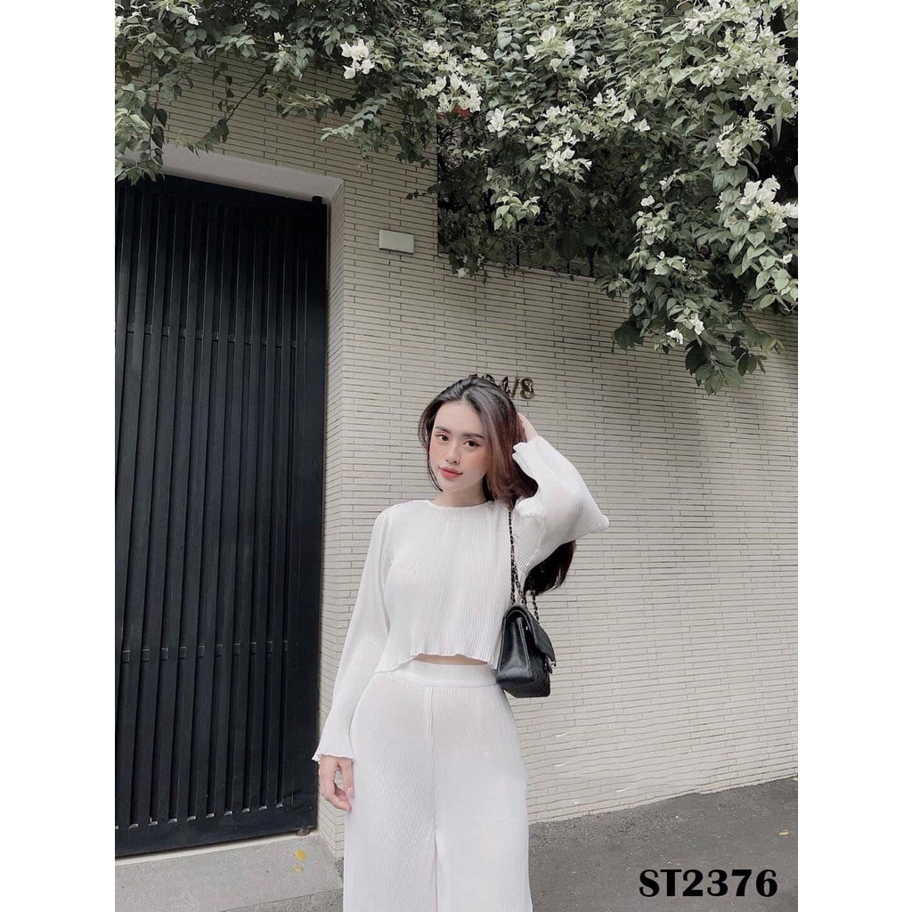 Set dập ly quần suông trắng ST2376