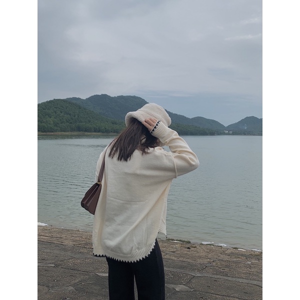 áo len cổ cao vạt lệch viền LEN184 LOLLIE STUDIO