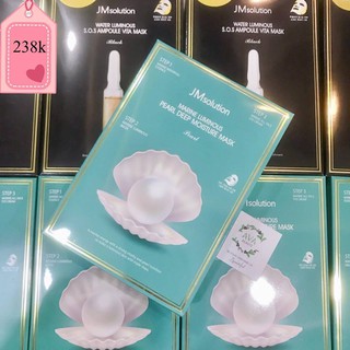Hộp Mặt Nạ Trắng Da Ngọc Trai Có Serum Giảm Thâm Vùng Mắt Jm Solution Marine Luminous Pearl Deep Moisture Mask