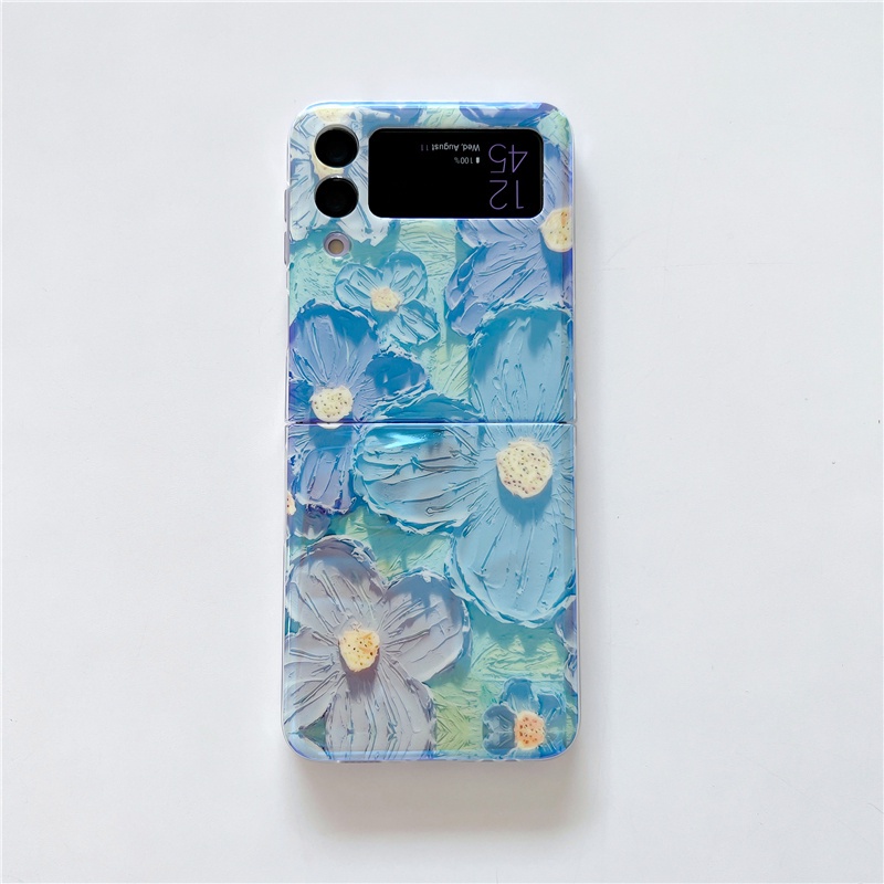 Ốp Điện Thoại Cứng Họa Tiết Tranh Sơn Dầu Blu-Ray Cho Samsung Galaxy Z Flip 3 4 5G Zflip3 Flip4