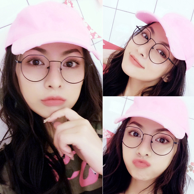 Kính cận gọng kim loại không đồng đều thời trang retro Hàn Quốc