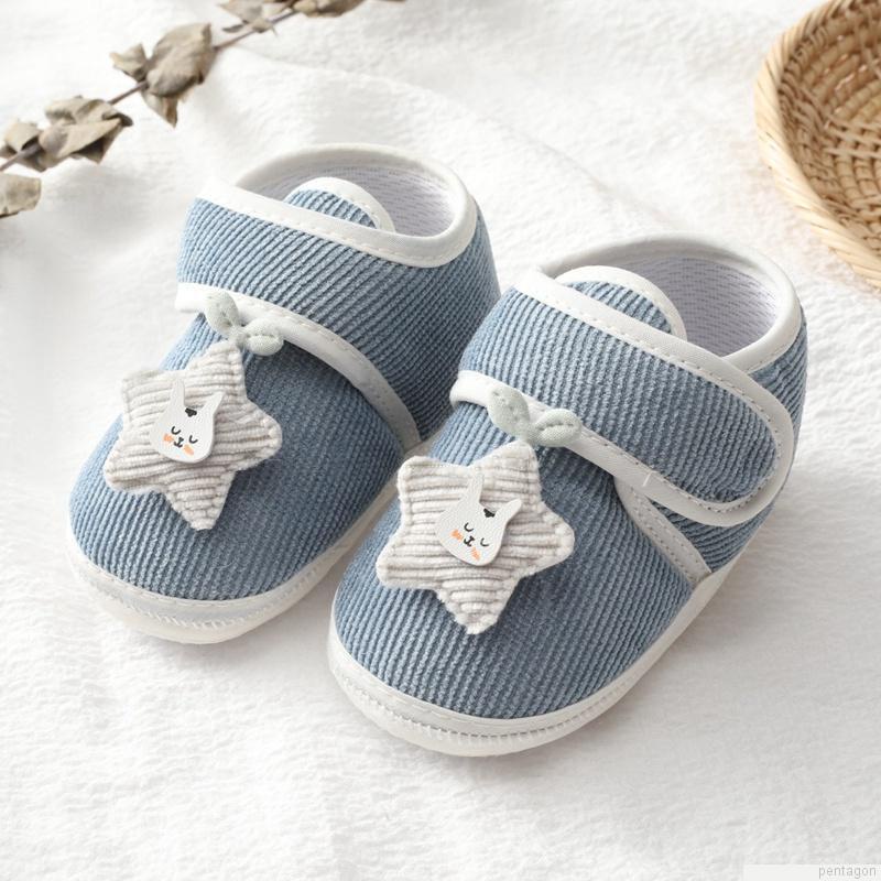 Giày tập đi bằng cotton đế mềm chống trượt họa tiết thỏ hoạt hình cho trẻ sơ sinh 0-18 tháng