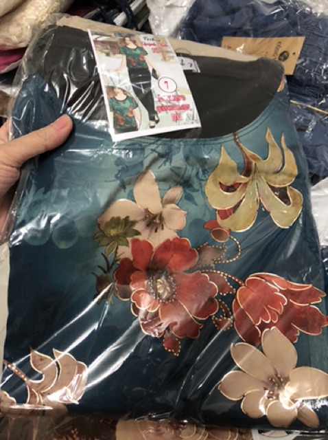 Đồ bộ áo gấm quần cotton xịn trung niên cao cấp