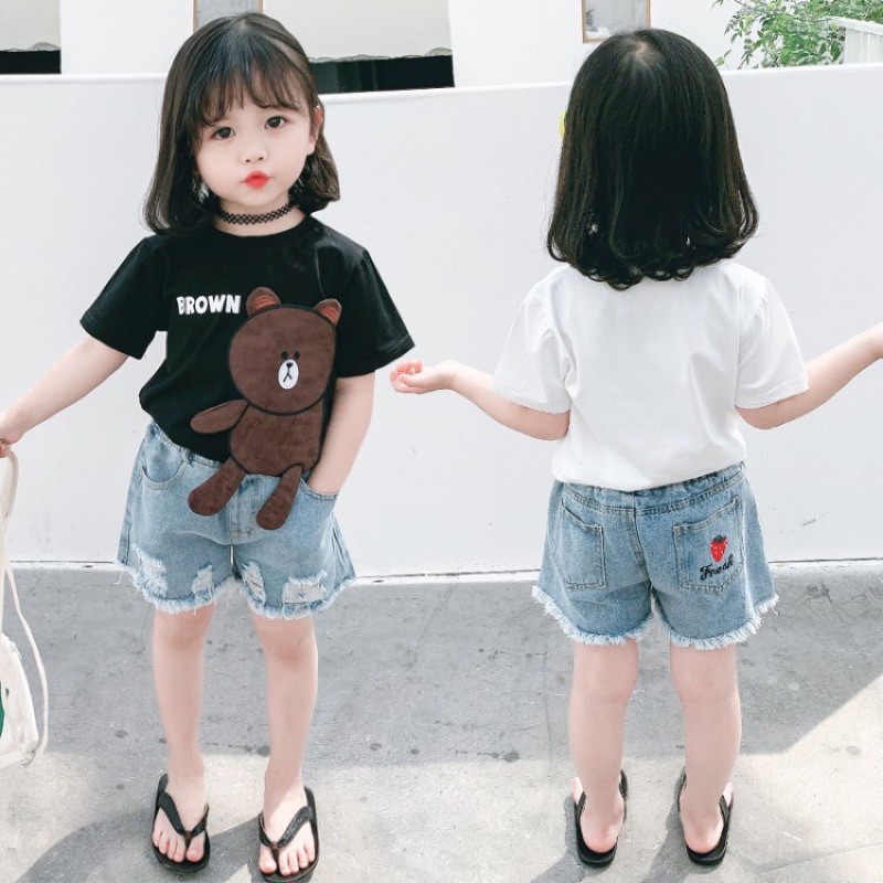 Áo Phông Cộc Tay Hình Gấu Cho Bé 7-18kg