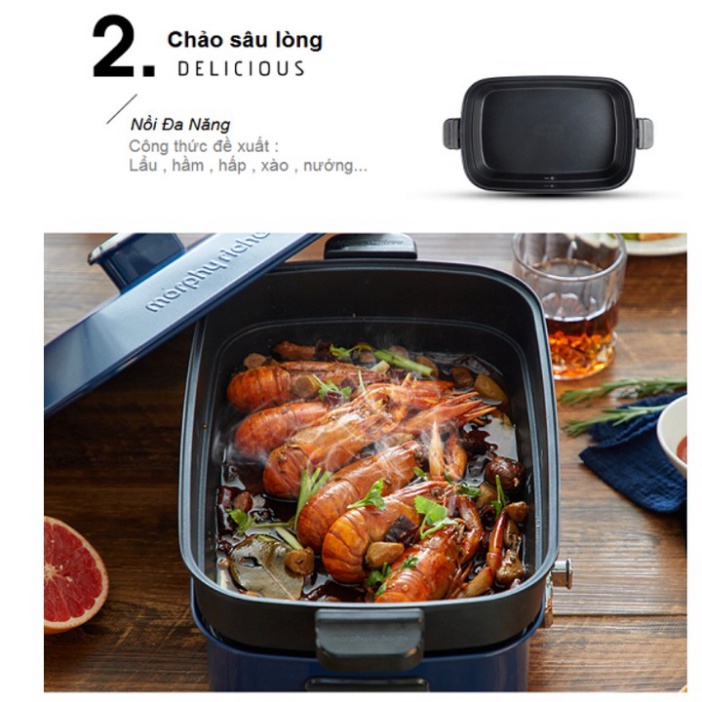 Bộ nồi lẩu nướng cao cấp đa năng thương hiệu Morphy Richards MR9088 - Công suất 1400W - Hàng Chính Hãng