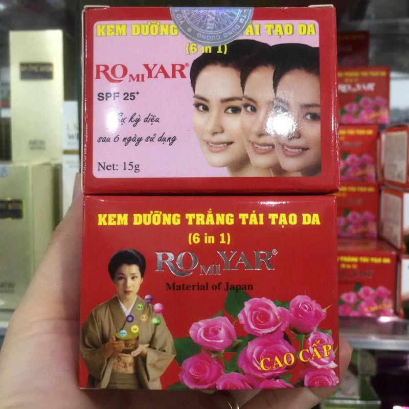 KEM ROMIYA DƯỠNG TRẮNG TÁI TẠO 6 IN 1 .15g giá bao bì 93k