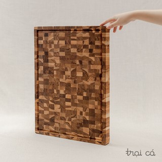 Thớt chữ nhật lớn gỗ teak katana trại cá, hàng chính hãng không dăm, mùn