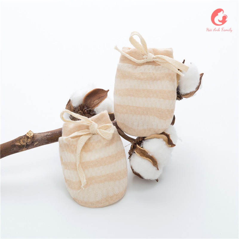 Bao tay giữ ấm cho bé, cotton hữu cơ, có dây buộc