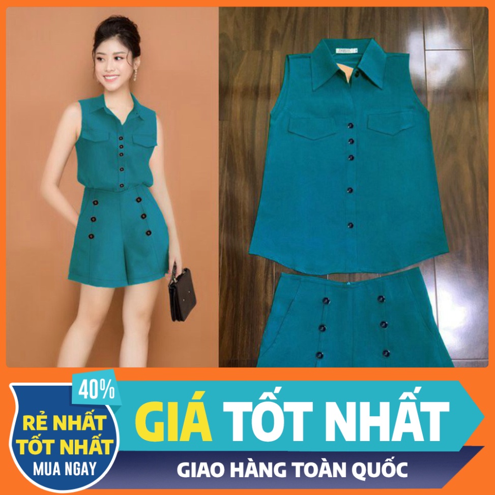 Set Đồ Nữ 🌸FREESHIP🌸 Set nguyên bộ áo sơmi quần short phối nút xinh xắn J1117