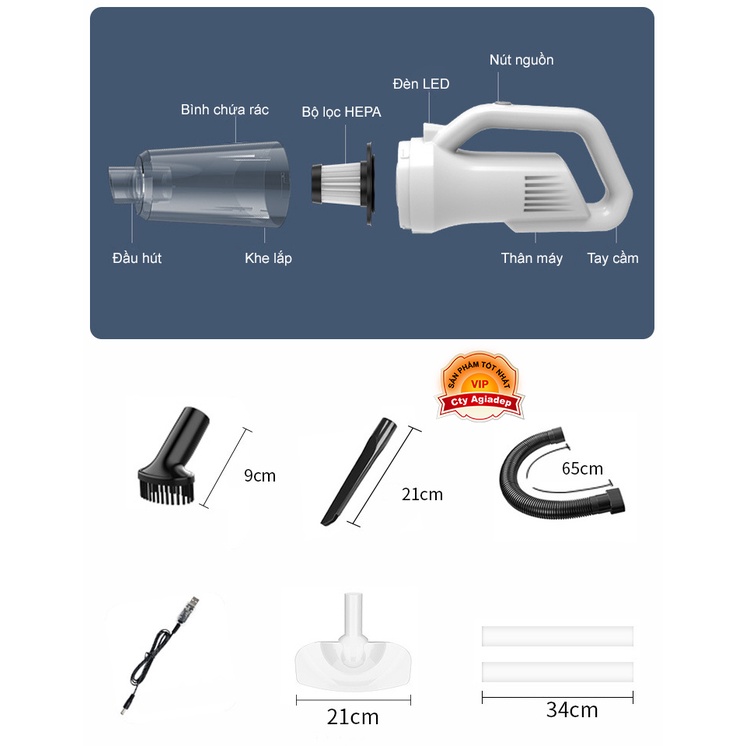 Máy hút bụi ST6101 2 đầu ngắn dài kèm Lau sàn Không dây Pin sạc