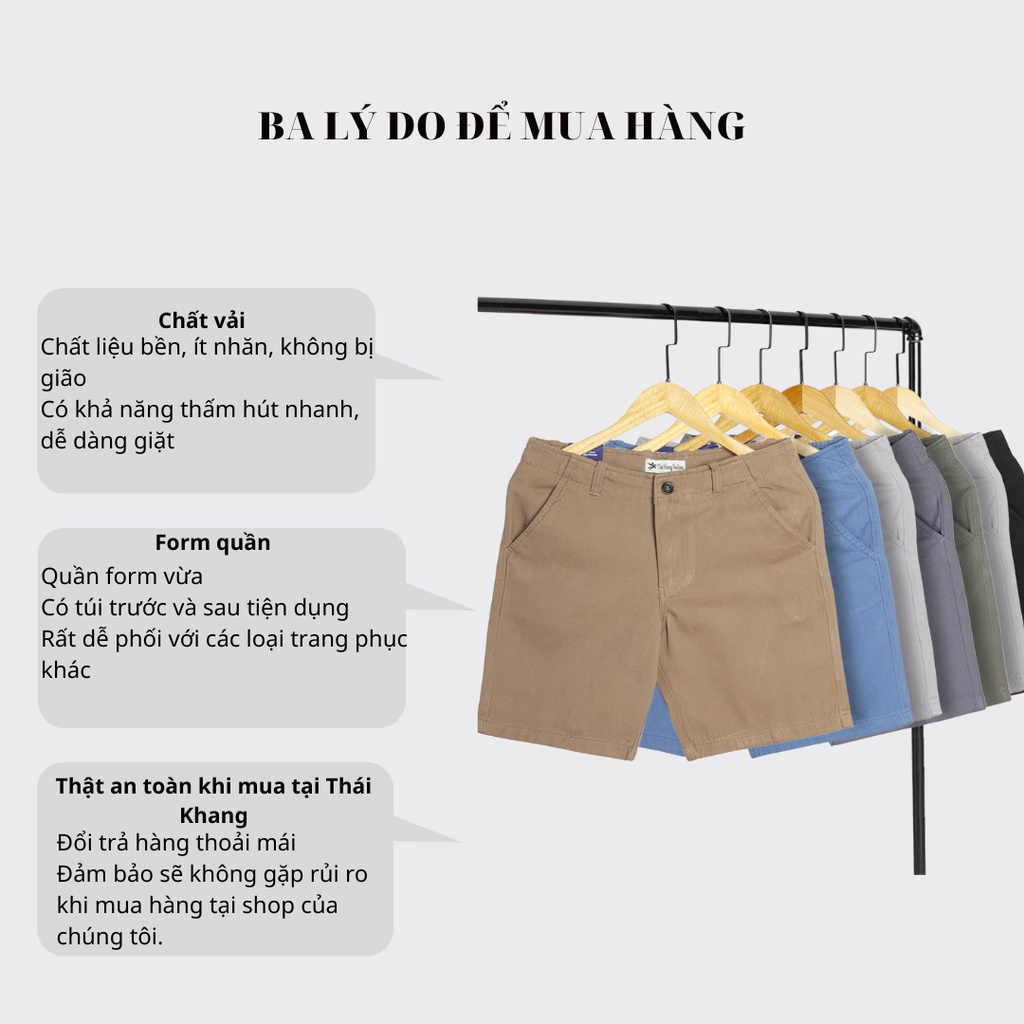 Quần short kaki nam THÁI KHANG vải cotton 100% dày mềm QKAKI12