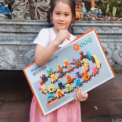 ĐOÀN TÀU SỐ HỌC-Đoàn tàu nam châm chữ và số - ĐỒ CHƠI GỖ TRÍ TUỆ CHO BÉ