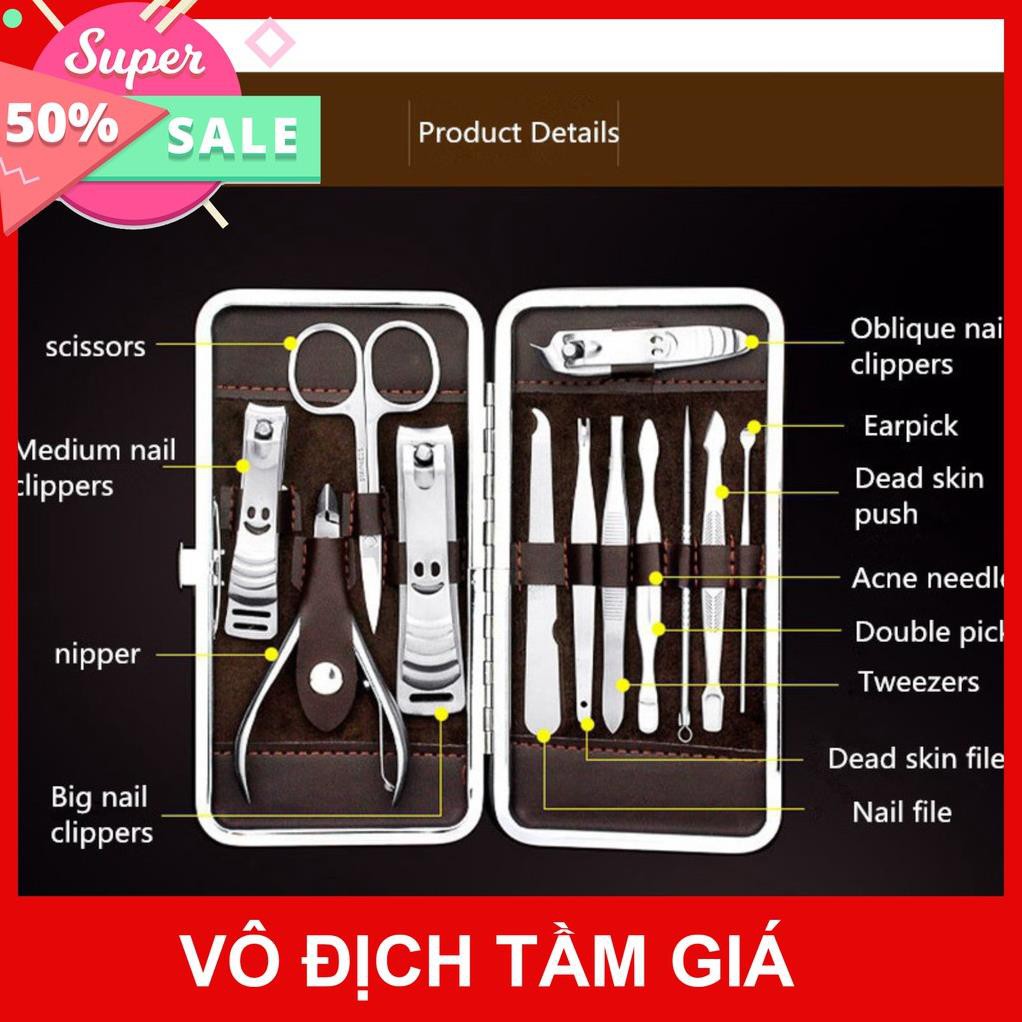 [sẵn hàng giao ngay] Bộ bấm móng tay 12 món, cắt tỉa móng tay, lấy ráy tai tiện lợi, nặn mụn, bộ cắt móng tay