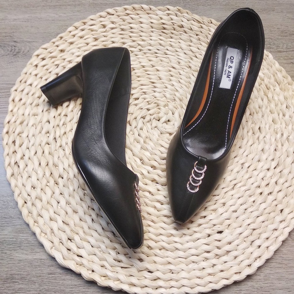 Ảnh thật - Giày cao gót đính hạt đế 6cm - Made in Vietnam