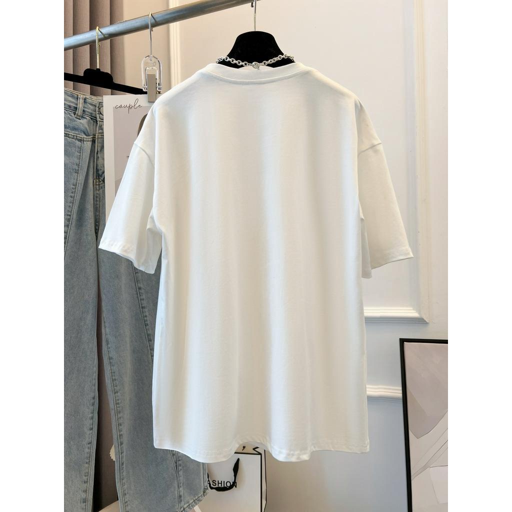 Áo Thun Cotton Dáng Rộng Ngắn Tay In Chữ Phong Cách Hàn Quốc Thời Trang Mùa Hè 63573