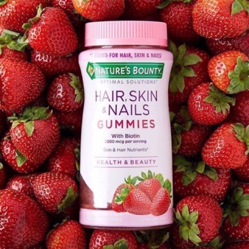 Kẹo mọc tóc Nature’s bounty hair skin nails gummies 80v