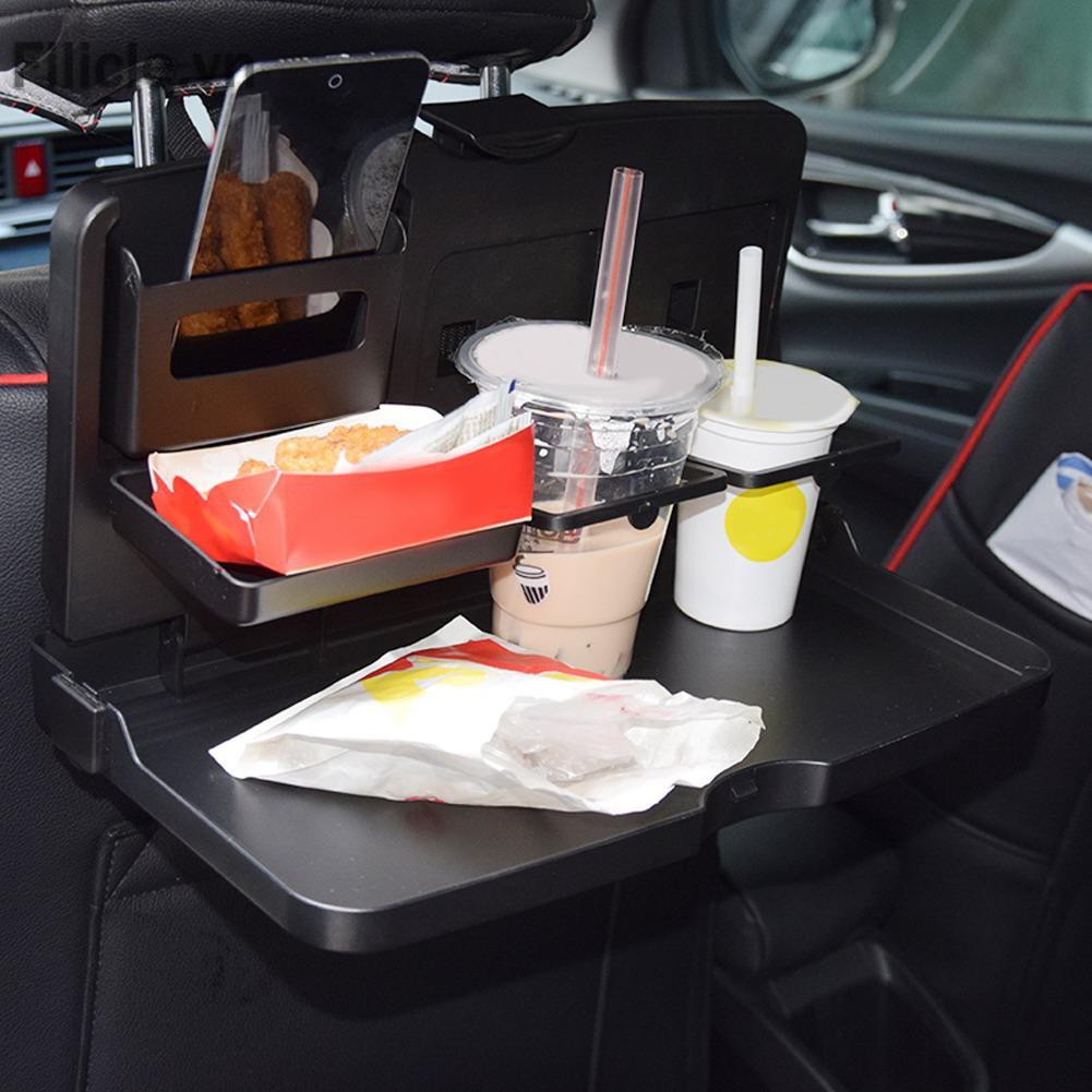 Bàn ăn đựng thức ăn/nước uống màu đen đa năng có thể gấp gọn trên xe hơi