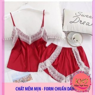 Đồ bộ đẹp - Bộ ngủ lụa satin Phối ren