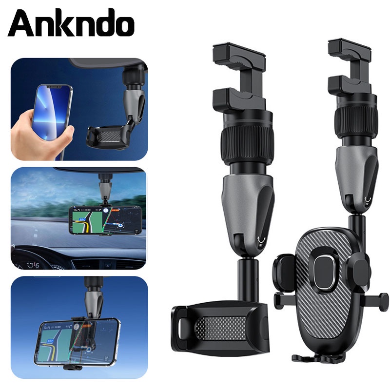 Giá đỡ điện thoại/ GPS Ankndo xoay 360 độ gắn kính chiếu hậu xe hơi