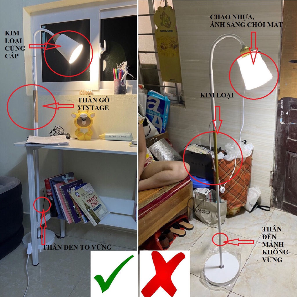 Đèn cây đứng Daisy Decor vintage đèn cây trang trí phòng khách phong ngủ đọc sách tặng bóng Led tiết kiệm điện