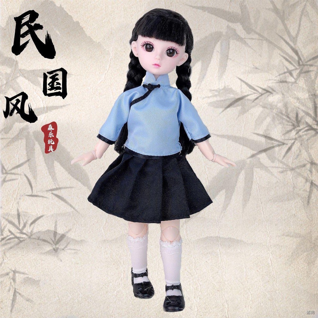 ♞♀Winter new 30 Cm bjd Barbie doll 3D mắt thật búp bê đồ chơi nhà gái quà tặng sinh nhật