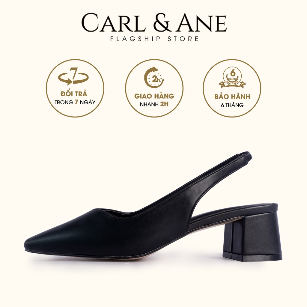 Carl &amp; Ane- Giày cao gót bít mũi phối dây kiểu dáng Hàn Quốc cao 5cm màu đen _ CL015