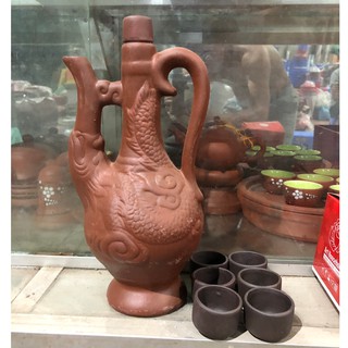 Nậm Rượu Bát Tràng Men Gốm Đỏ(Ảnh thật 100%)
