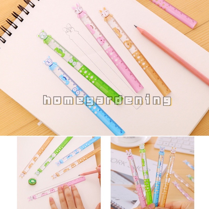 Set 2 Thước Kẻ Mini 12cm Họa Tiết Hoạt Hình Cho Bé